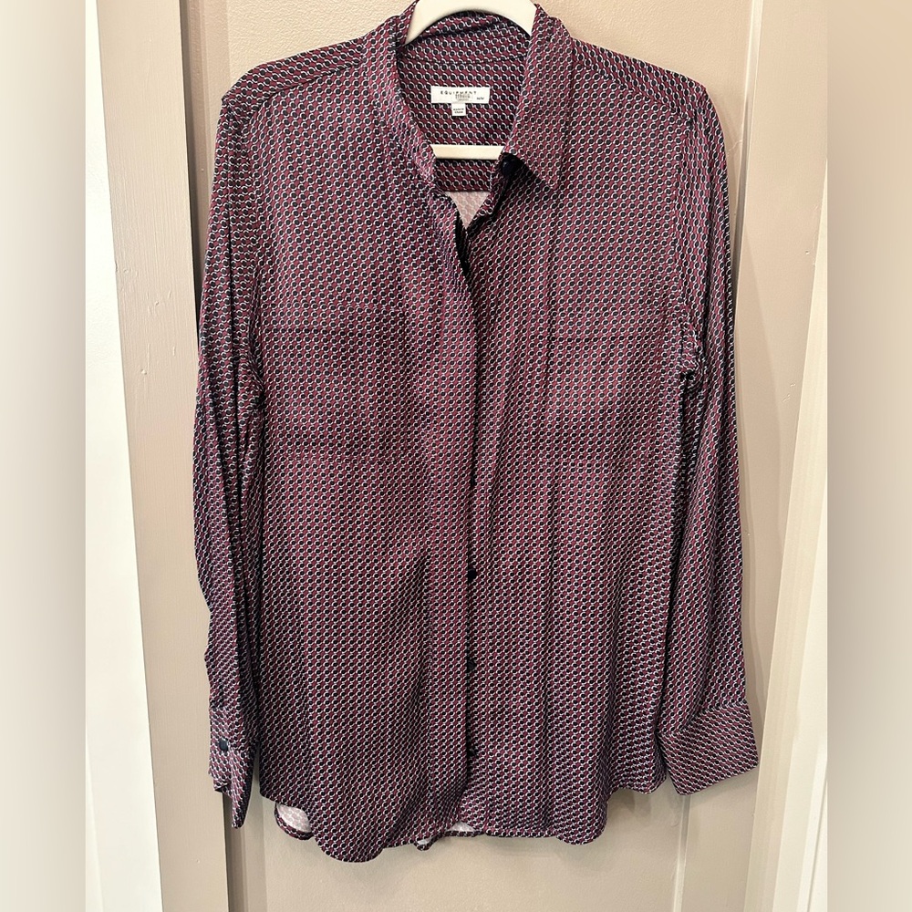 Equipment Red and Blue Geometric Shirt